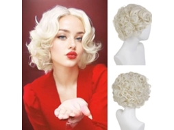 Elegante Krullende Pruik Vintage - Lichtblond - Vrouwen - Kunsthaar - Halloween Kostuum - Volumineus Kapsel - Middenscheiding - Vrouwenpruik