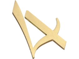 Suporte para placa de identificação em cobre, ideal para residências e escritórios. Material dourado e fácil instalação.