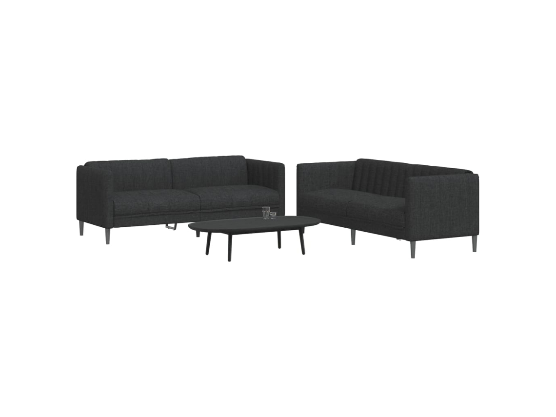 Vidaxl 2 Pcs Conjunto De Sofás Tecido Preto