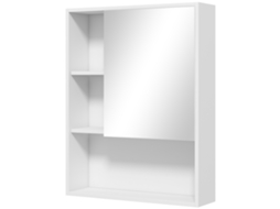 Armário Parede Banheiro 60x15x76cm Com 5 Compartimentos E Prateleira Ajustável, Branco