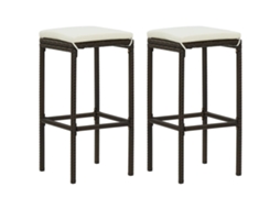 Vidaxl Bancos De Bar Com Almofadões 2 Pcs Vime Pe Castanho