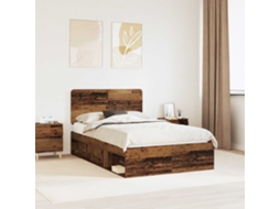 Vidaxl Estrutura Da Cama Com Cabeceira Madeira Antiga 135 X 190 Cm