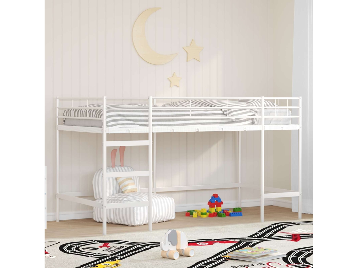 Vidaxl Estrutura de Cama Loft para Crianças Branco 100 X 200 Cm Aço