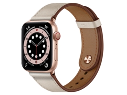 Bracelete para Apple Watch 42/44/45/49mm Couro Genuíno Branco XIAOMOYU