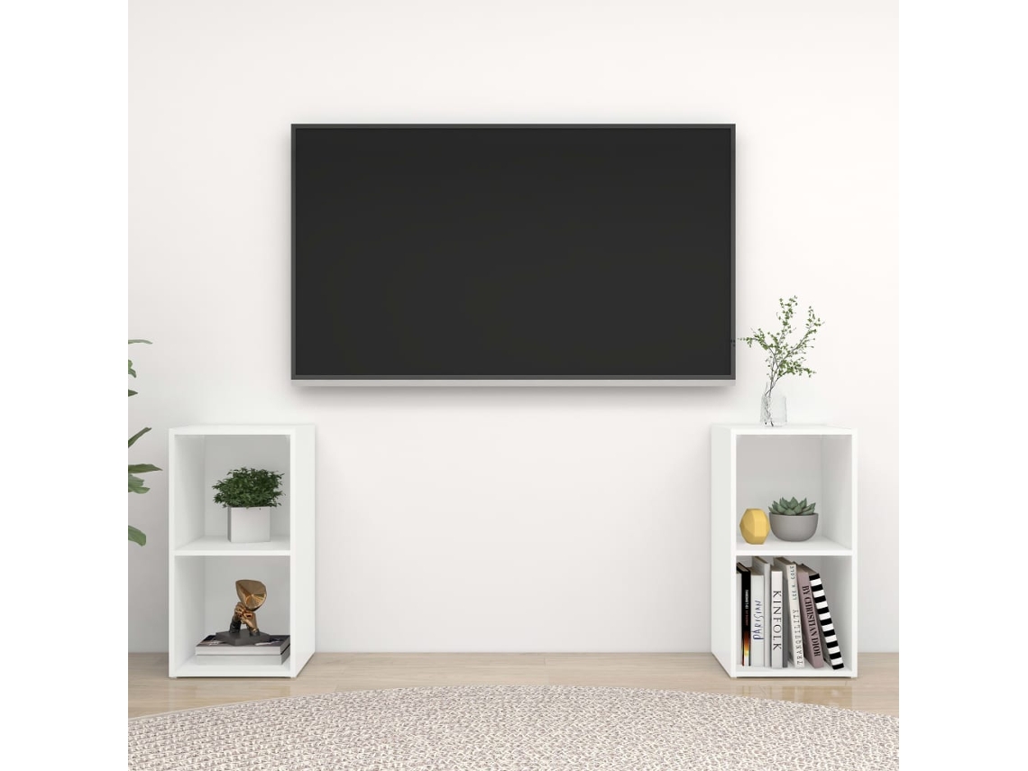 Vidaxl Móveis De Tv 2 Pcs 72x35x36,5 Cm Derivados De Madeira Branco