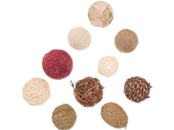 Conjunto De 10 Bolas Decorativas De Rattan Trançado, Estilo Rústico E Elegante Para Decoração De Interiores.