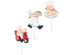 Conjunto De 3 Ganchos Decorativos De Parede Em Aço Inoxidável, Estilo Chef, Em Resina.