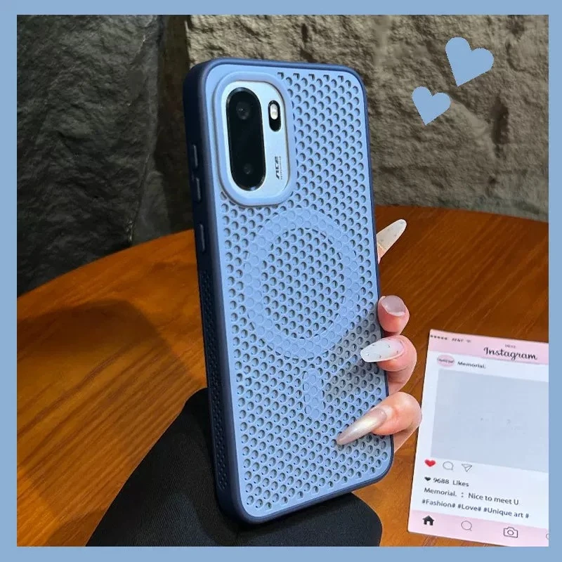(azul, Oneplus Ace 6t) Capa Rígida De Policarbonato Para Celular, Compatível Com A Função Magnética Magsafe, Resistente A Choques E Quedas.