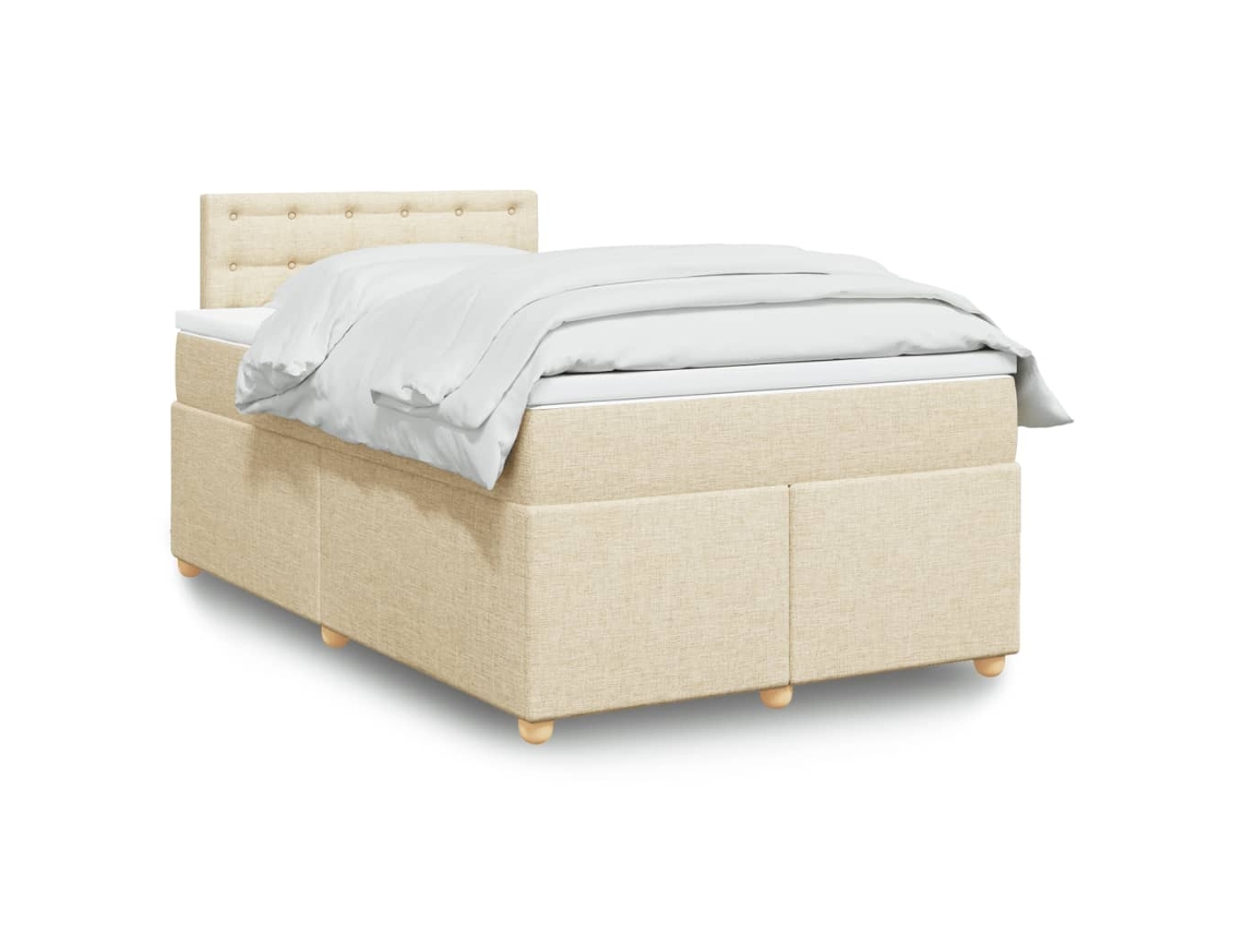 Cama Boxspring Com Colchão 120x190 Cm Tecido Cor Creme