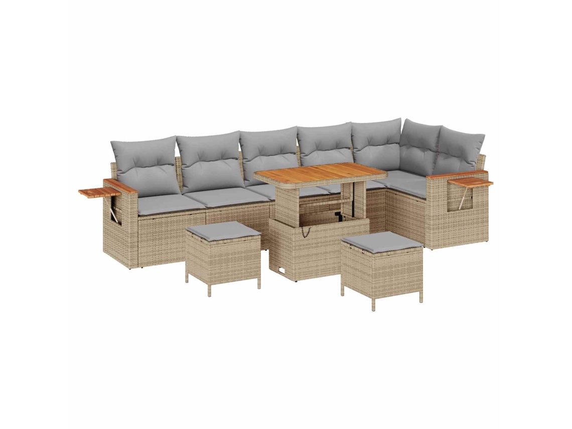 Maison Exclusive - Conjunto De Sofá De Jardim 9 Pcs Bege Vime Pe