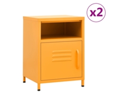 Vidaxl Mesas De Cabeceira 2 Pcs 35x35x51 Cm Aço Amarelo Mostarda