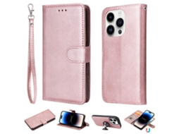 Capa Para Iphone 15 Pro Pele Sintética Magnética Com Porta-cartões Rosa