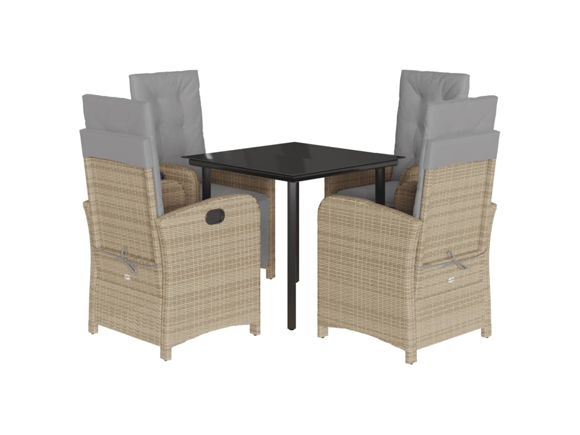 Garden Dining Set, Garden Dining Sets Vidaxl Bege Rattan / Vime (80 Cm Table Length)