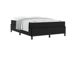 Cama De Casal | Camas Para Quarto | Estrutura Da Cama Com Colchão Preto 140 X 190 Cm Tecido