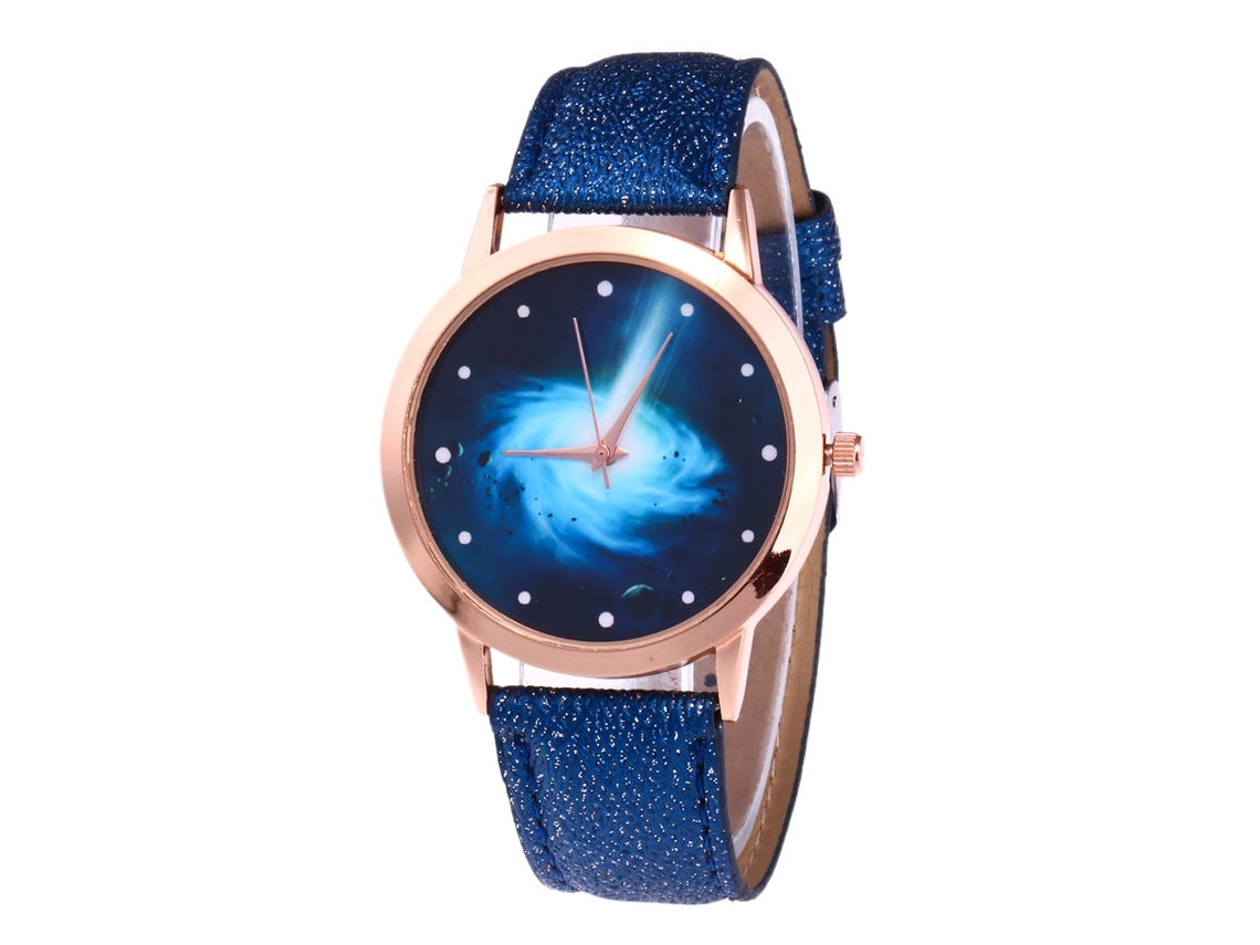Relógio de Pulso Casal Azul Escuro com Movimento de Quartzo e Pulseira de Couro