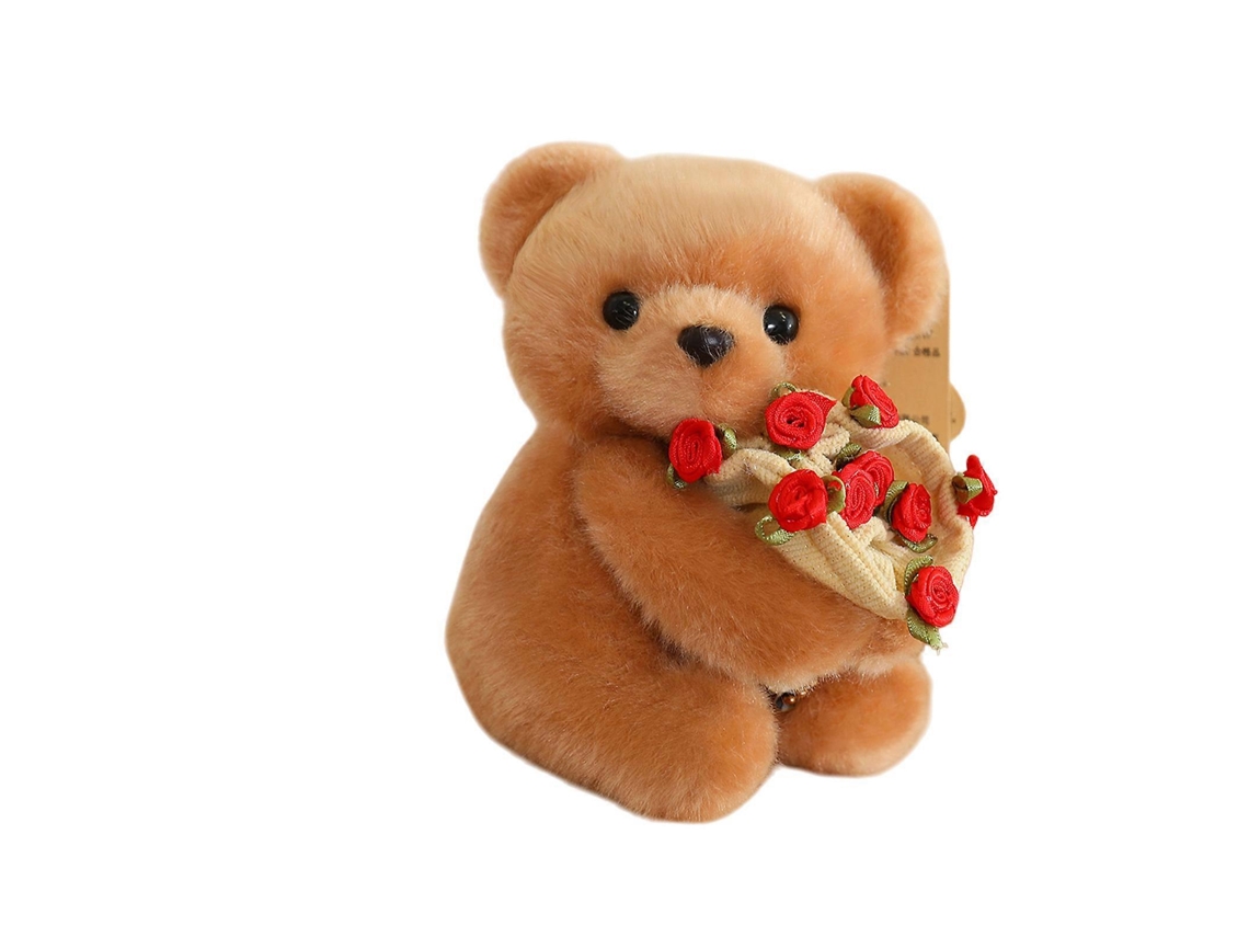 Urso De Pelúcia Com Rosa Decoração Casa Presente Várias Ocasiões Boneca Conforto Multicor