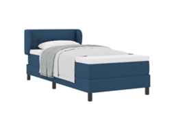 Cama De Solteiro | Camas Para Quarto | Cama Box Com Colchão Com Cabeceira Azul 80 X 200 Cm Tecido