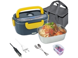 Lancheira Eléctrica Portátil 1,5L para Carro e Casa com Recipiente, Garfo e Colher - Aquecedor de Comida NEVEANCE