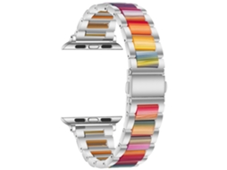 Pulseira metálica e de resina para Apple Watch, Huawei GT6, Xiaomi Band 10 Pro, Redmi Watch 4, 5 e 6, cores do arco-íris.