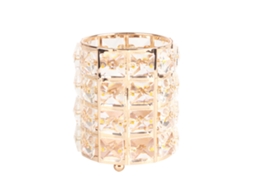 Porta lápis de Cristal S/MARCA metal com vidro, organizador de pincéis de maquiagem e escritório, dourado