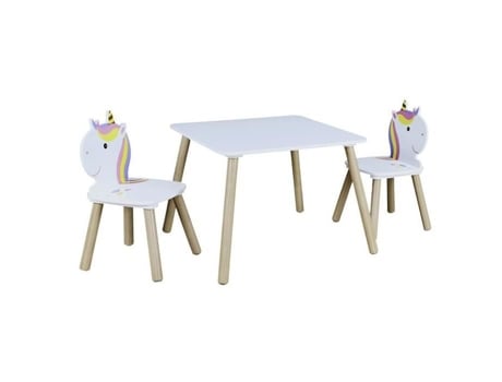 Conjunto de mesa e 2 cadeiras para crianças em cor multicolor 55 x 55 x 43 cm Pegane