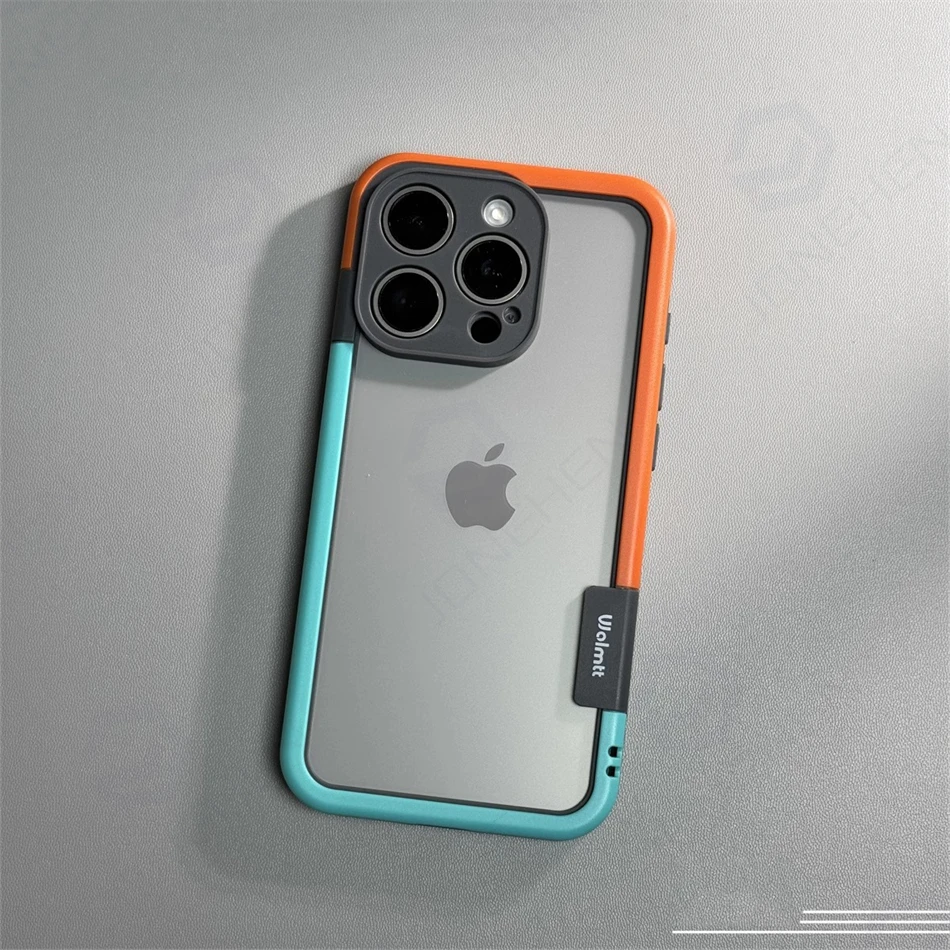 Capa Protetora De Silicone Macio E Resistente A Impactos Com Moldura Bicolor (laranja E Azul Para Iphone 13).