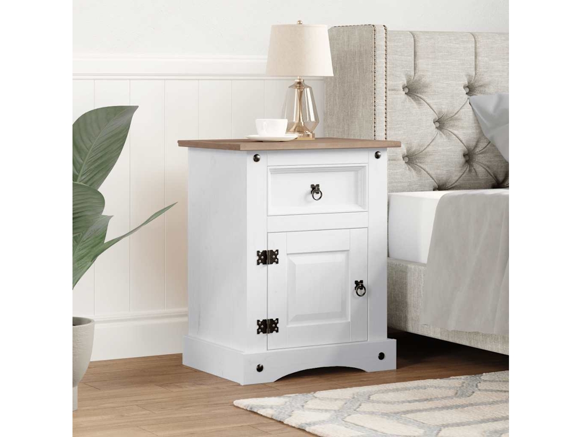 Vidaxl Mesa De Cabeceira Corona Pinho Mexicano 53x39x67 Cm Branco