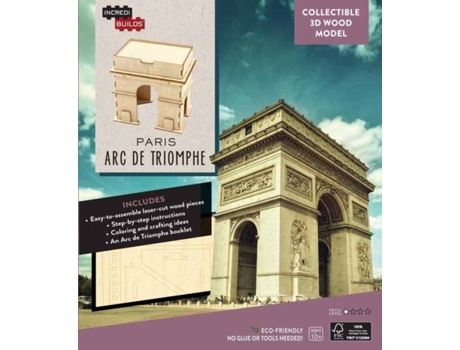 Livro incredibuilds: paris: arc de triomphe 3d wood model de insight editions (inglês)