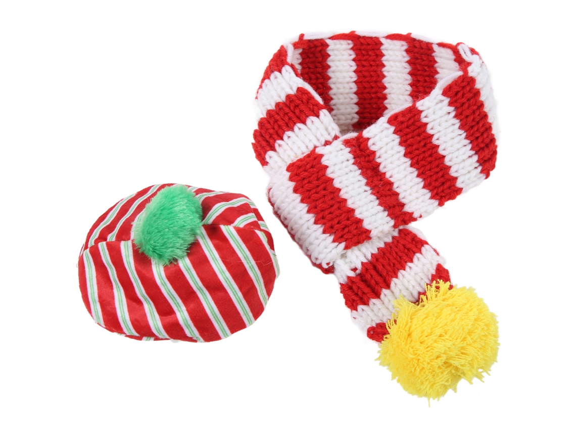Conjunto Gorro E Cachecol De Tricô De Natal Para Cachorro