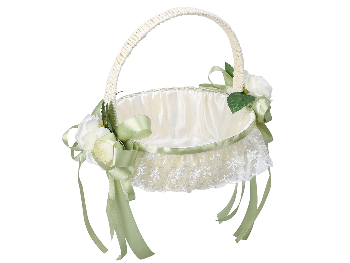 Laxiscreed Cesto De Flores Para Casamento Estilo Western Com Rosas Simuladas E Laço Branco