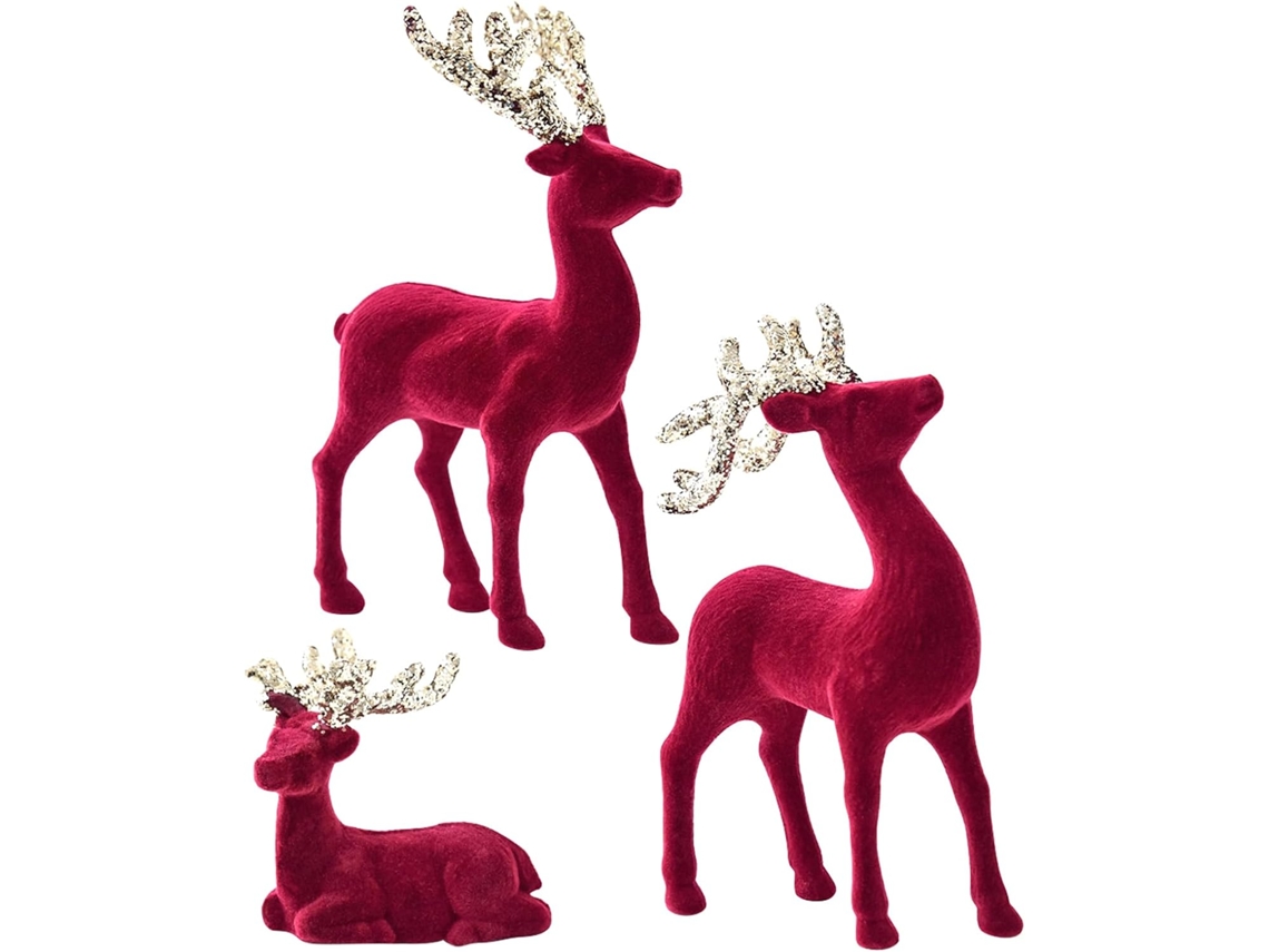 Enfeites De Natal Com Renas - Conjunto De 3 Peças |