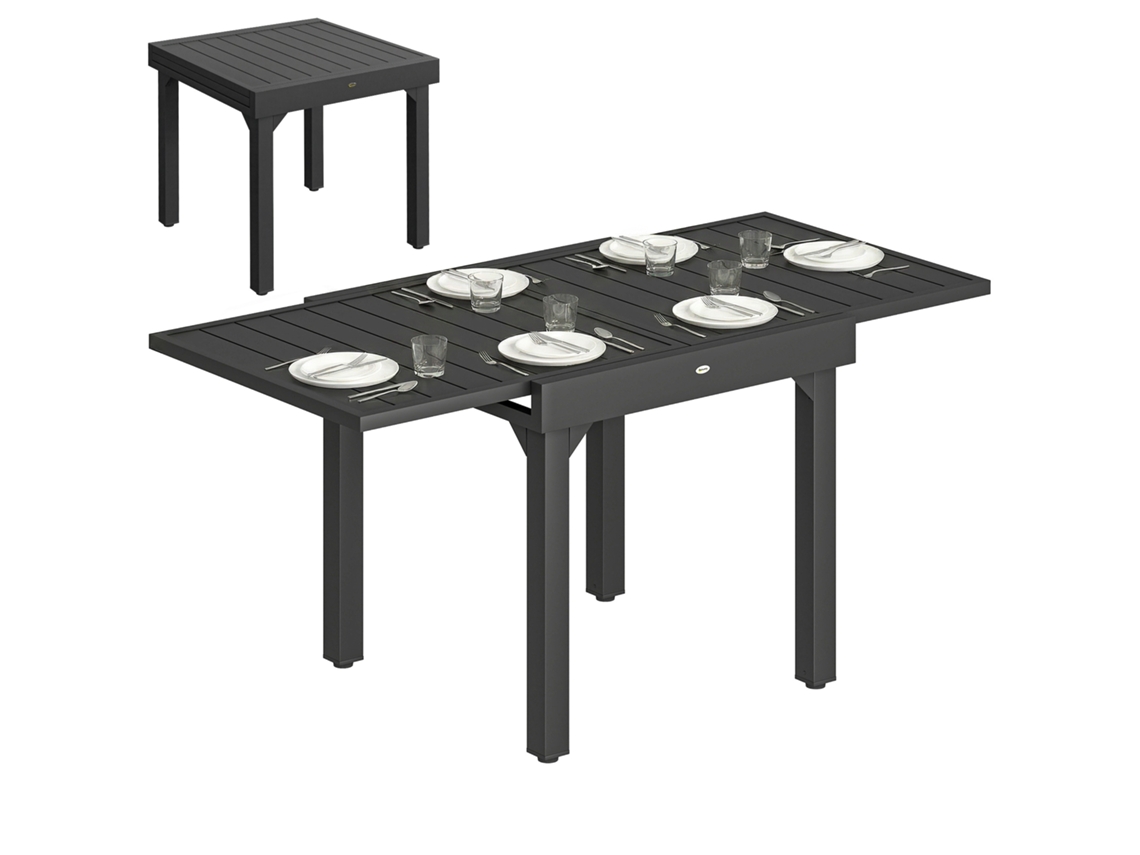 Mesa de Jardim Alumínio Extensível S/MARCA, retangular, ripas, 80/160x80 cm, 4-6 pessoas