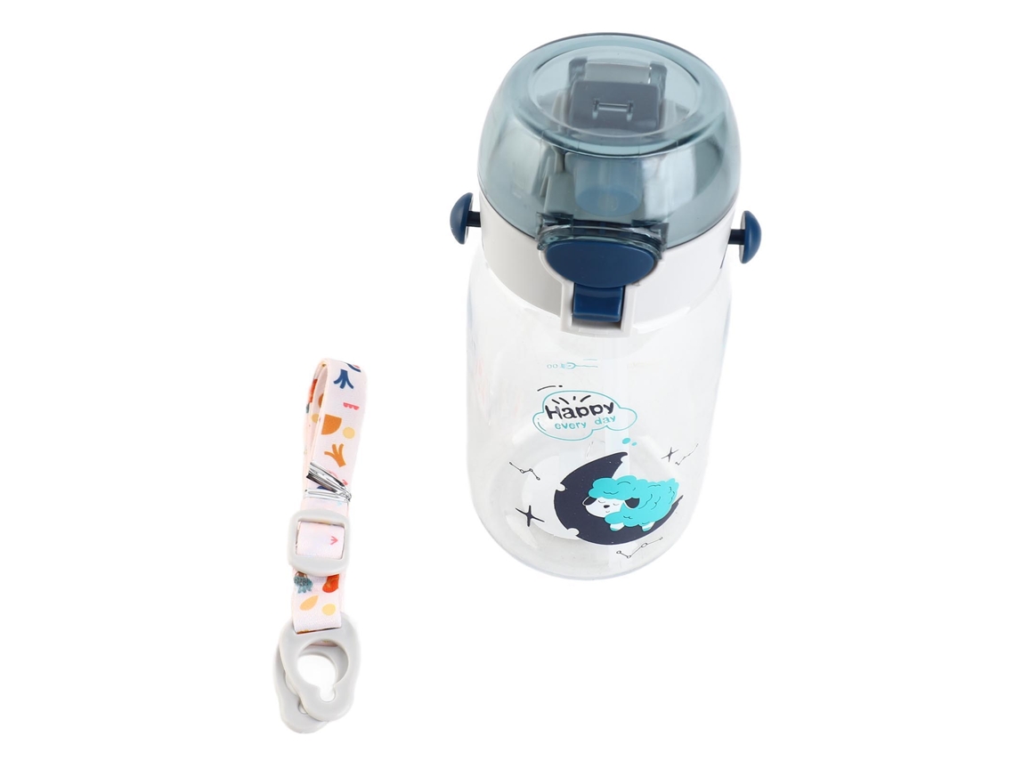 Garrafa Infantil com Canudo Anti Derramamento 530ml Azul