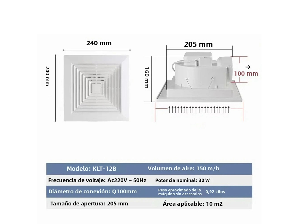 Ventilador de teto MDUG de 8 polegadas para cozinhas e banheiros com grande volume de ar