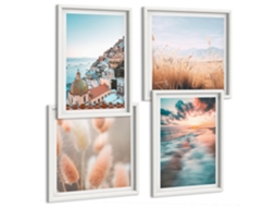 Composição De Quadros Paisagens Litorâneas Natureza Espelharte (4 Peças)