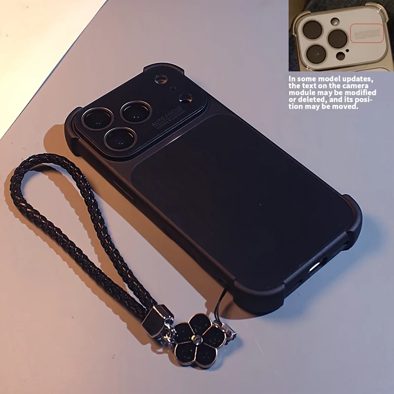 Capa Para Celular (iphone 17 Preta) Com Moldura Eletrogalvanizada Nos Quatro Cantos, Proteção Para A Lente E Resistente A Impactos.