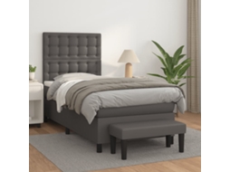 Vidaxl Cama Com Molas/colchão 80x200 Cm Couro Artificial Cinza