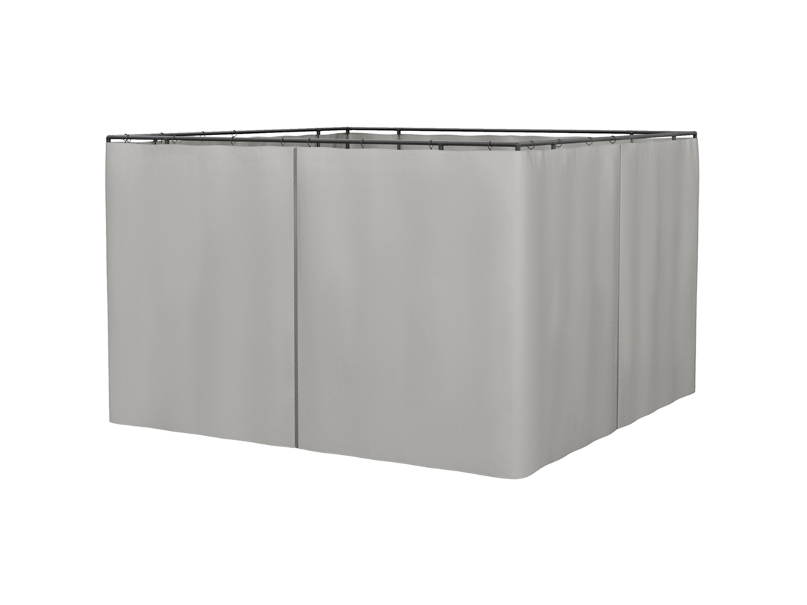 Conjunto de 4 Paredes Laterais S/MARCA para Gazebo 302x205 Cm com Ganchos e Argolas em C, Cinza Claro