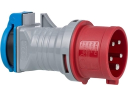 1081690. Tensão de entrada CA 230 V, corrente nominal 16 A, cores do produto azul, cinza, vermelho. Largura 65 mm, profundidade Brennenstuhl