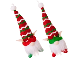 Enfeite De Natal Gnomo Para Pendurar Com Luz Led, 2 Peças, Vermelho E Verde, Decoração Para Árvore De Natal Enfeite De Natal Gnomo Para Gokoco