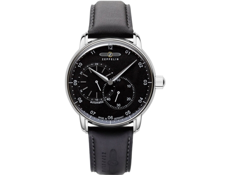 ZEPPELIN Preto Pele de Bezerro New Captains Line Autom. 8662-2 Relógio para Homem