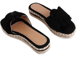 Sandálias Pretas De Camurça Para Meninas Com Laço, Confortáveis E Fáceis De Calçar, Ideais Para O Verão.