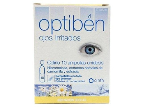 Optiben irritou ampolas das unidades dos olhos