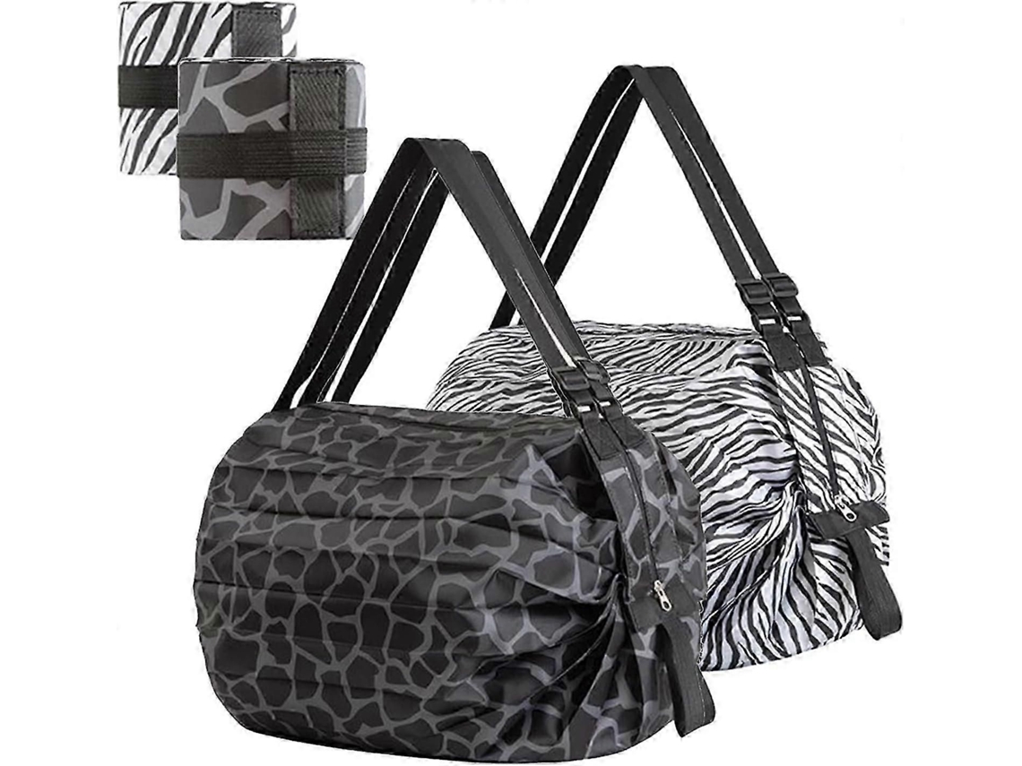 Conjunto de 2 Sacolas de Compras Reutilizáveis ​​e Dobráveis ​​ Sacolas Resistentes e Impermeáveis ​​para Armazenamento, Suportam Até 15 Kg, em GOKOCO
