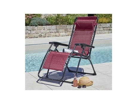 Conjunto de 2 cadeiras dobráveis reclináveis Palavas em aço bordô, Ozalide