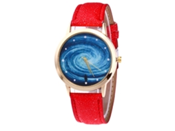 Relógio Analógico de Pulso para Mulher e Homem com Pulseira Pu Estilo Moderno (vermelho)