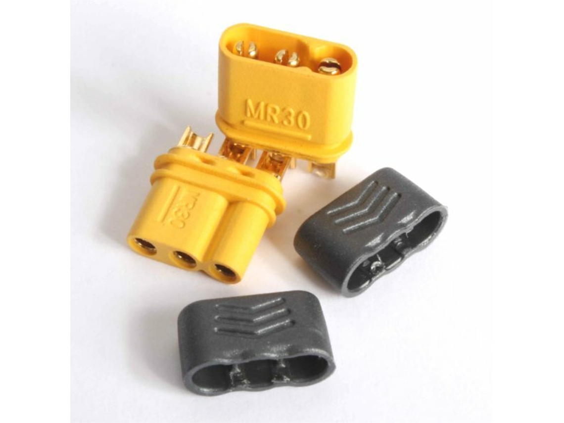 Conector Amass MR30 com bainha fêmea e macho, 1 par para bateria RC