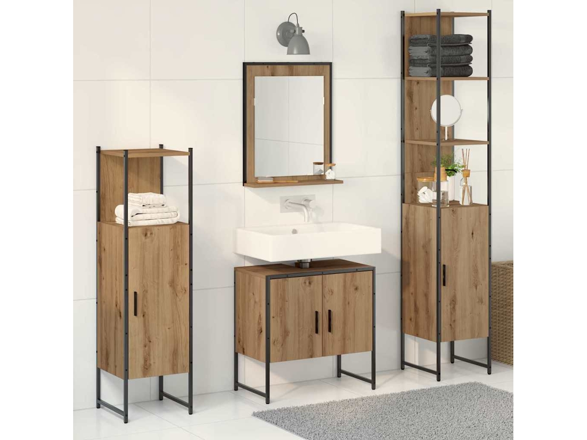 Vidaxl Conjunto De Móveis Para Banheiro 4 Unid. Castanho