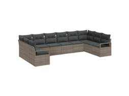Conjunto 10 Conjunto De Móveis De Jardim Vidaxl Cinzento Vime Pe (344 X 177 X 85 Cm)