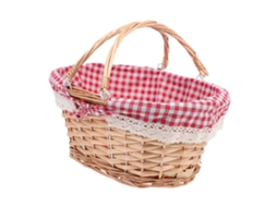Cesta De Piquenique Grande Em Vime Com Alça, Estilo Campestre Retrô, Forro Xadrez Vichy Para Uso Externo E Doméstico.